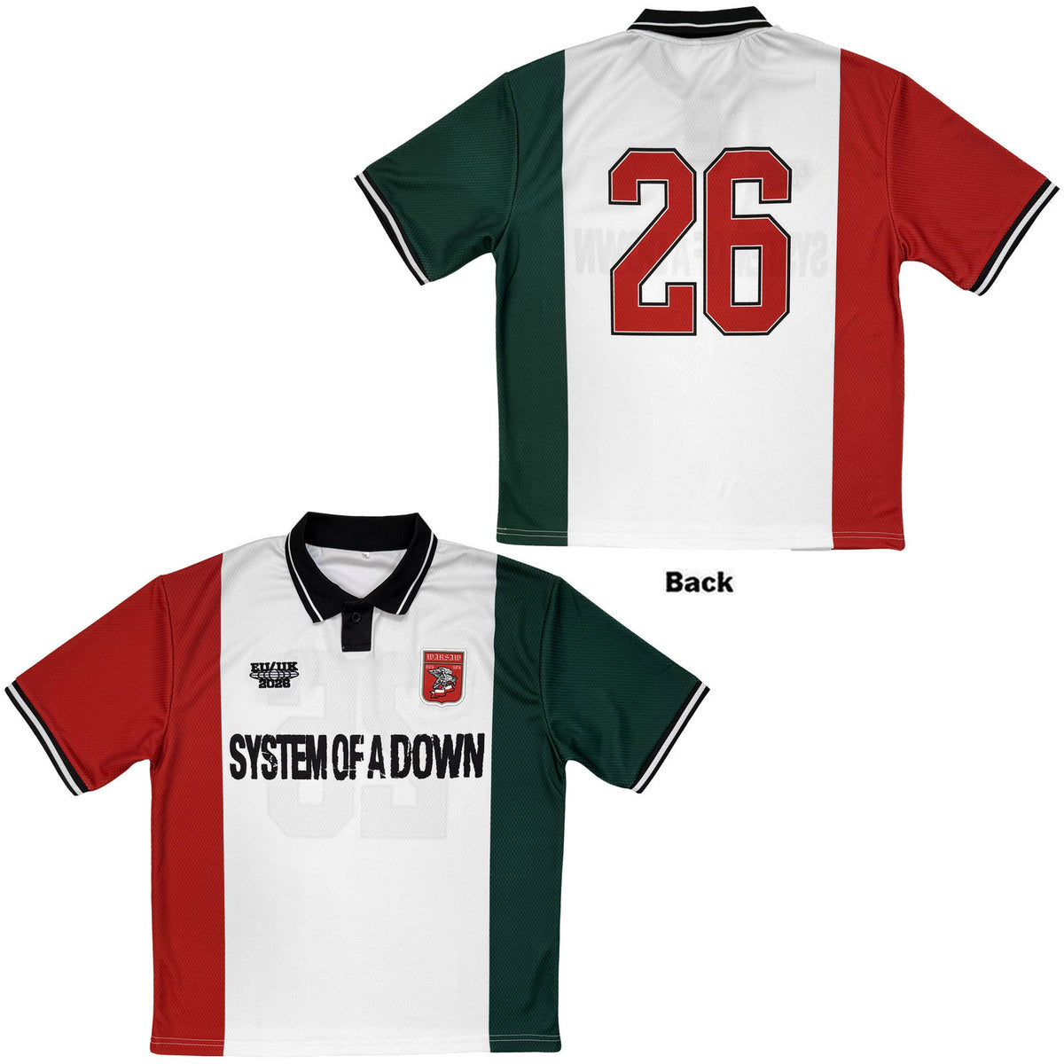 System Of A Down Unisex Sports Jersey: Warsaw Event Tour '26 (White) (Back Print & Ex-Tour)
