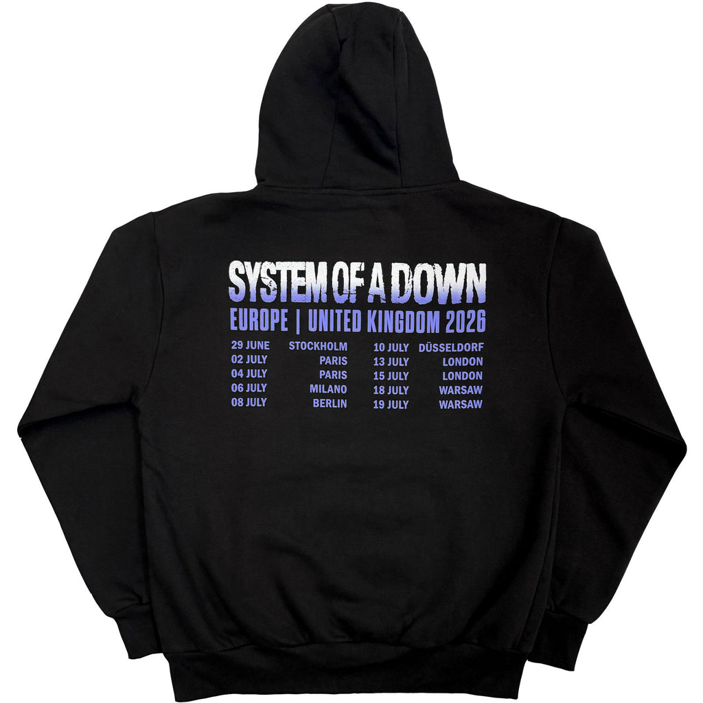 System Of A Down Unisex Pullover Hoodie: Admat Tour '26 (Black) (Back Print & Ex-Tour)