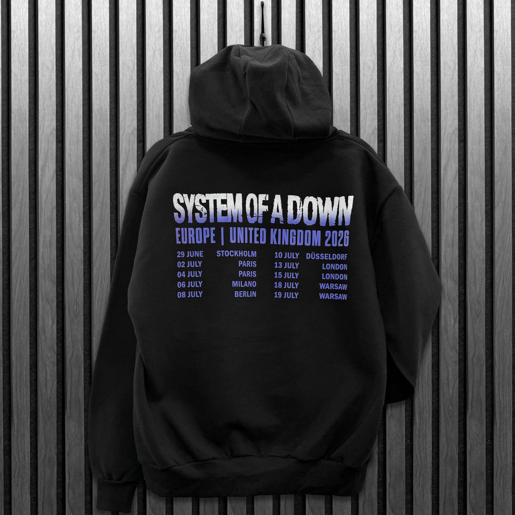 System Of A Down Unisex Pullover Hoodie: Admat Tour '26 (Black) (Back Print & Ex-Tour)
