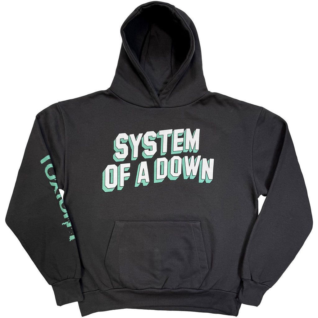 System Of A Down Unisex Pullover Hoodie: Hollywood Logo Tour '26 (Charcoal Grey) (Back Print & Ex-Tour)