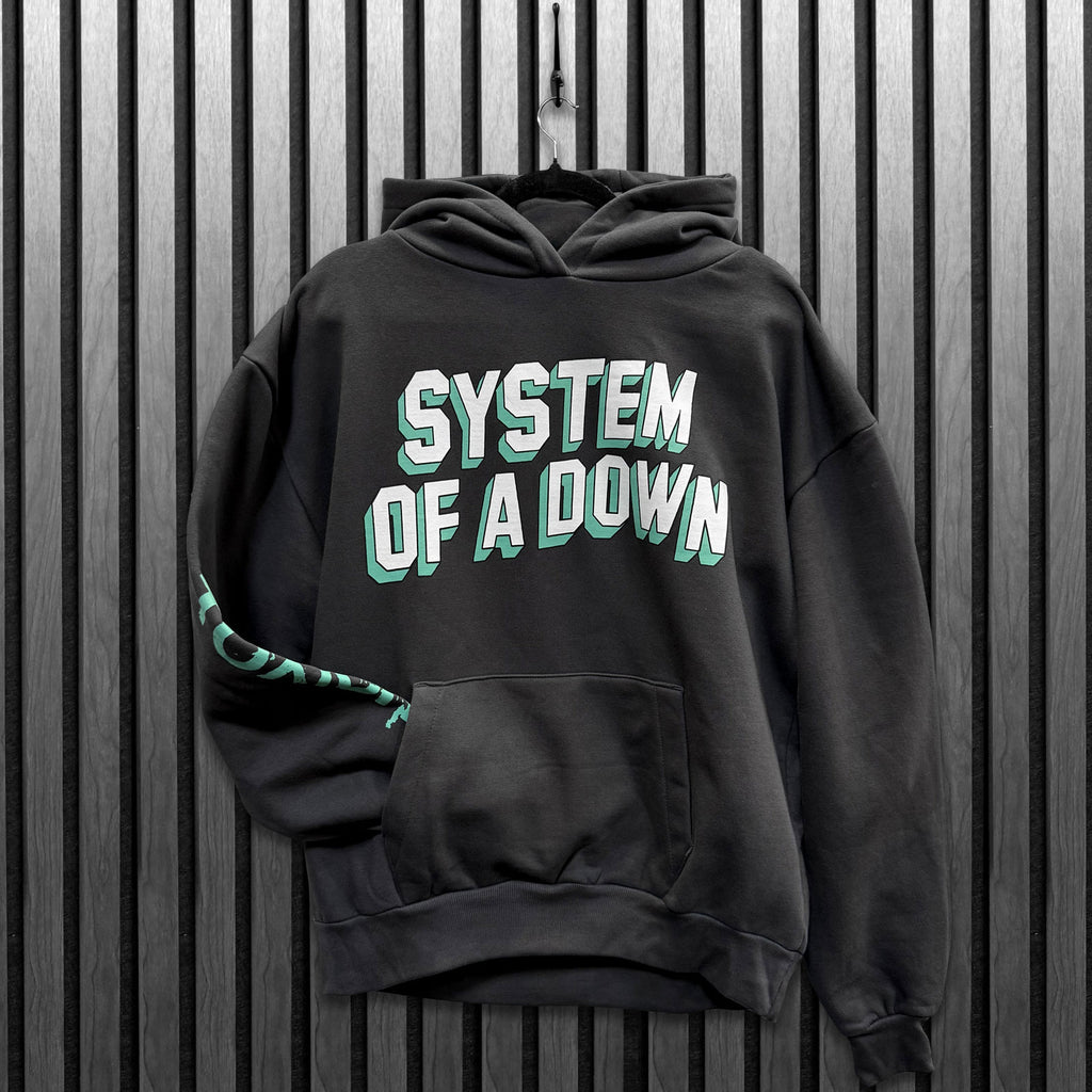 System Of A Down Unisex Pullover Hoodie: Hollywood Logo Tour '26 (Charcoal Grey) (Back Print & Ex-Tour)