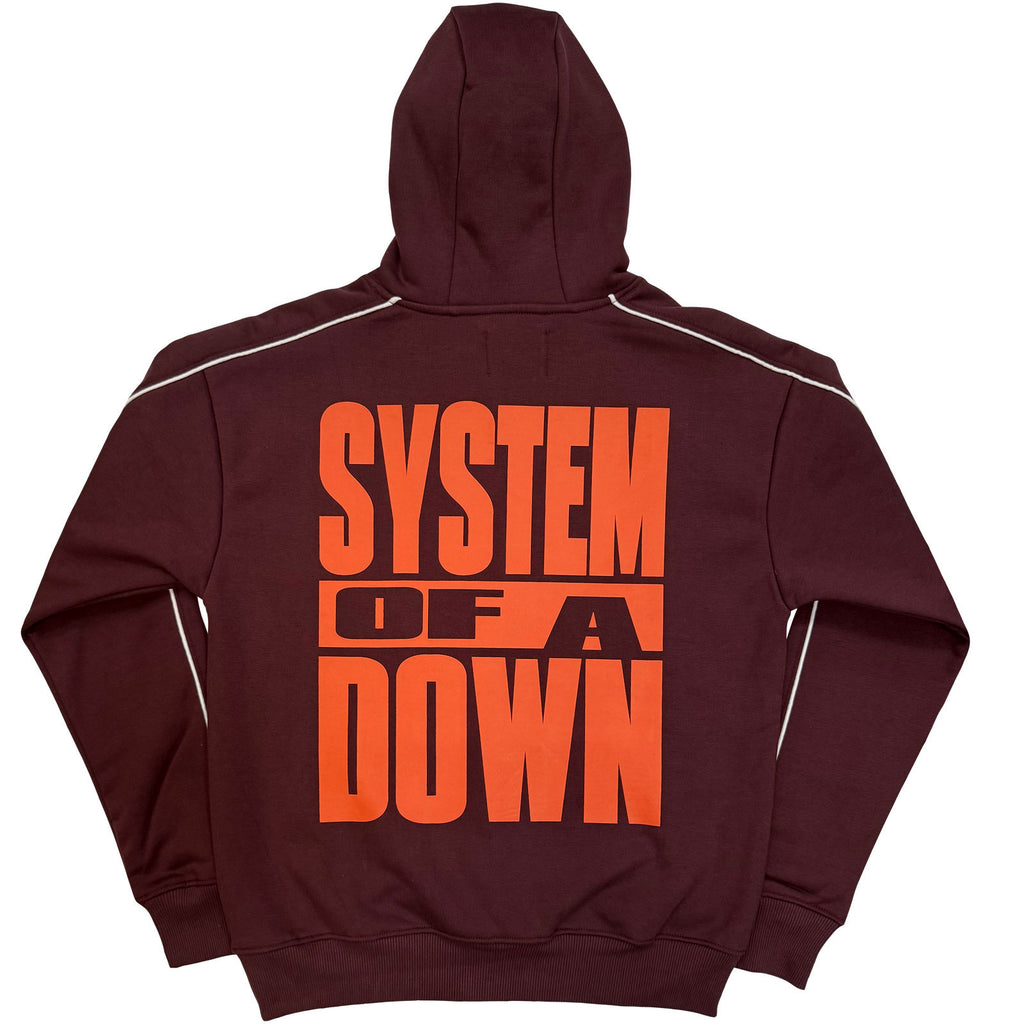 System Of A Down Unisex Pullover Hoodie: Dusseldorf Event Tour '26 (Maroon Red) (Back Print & Ex-Tour)