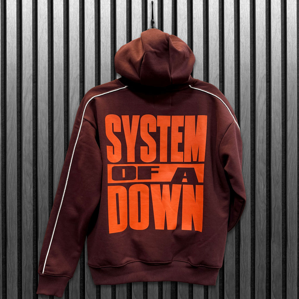 System Of A Down Unisex Pullover Hoodie: Dusseldorf Event Tour '26 (Maroon Red) (Back Print & Ex-Tour)