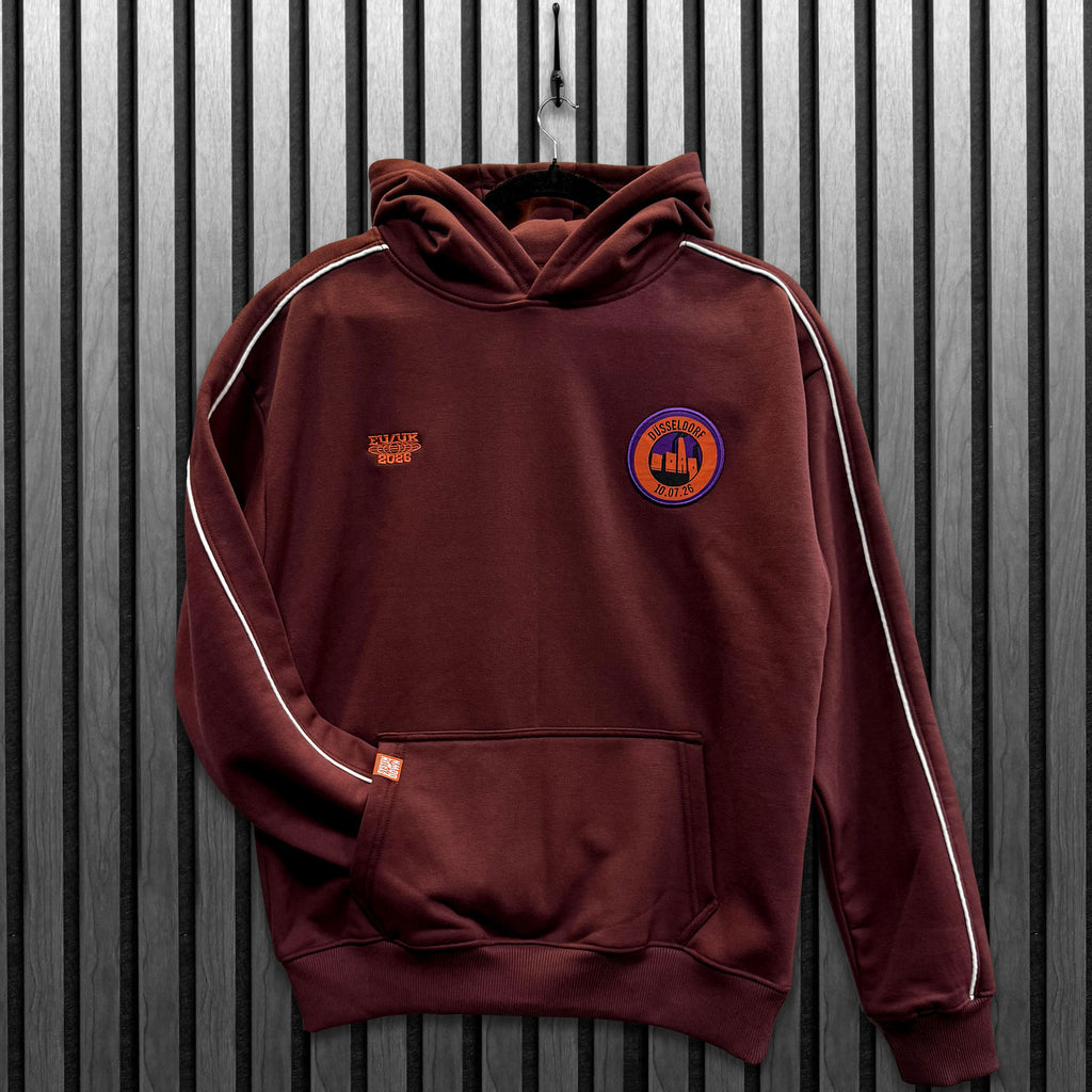 System Of A Down Unisex Pullover Hoodie: Dusseldorf Event Tour '26 (Maroon Red) (Back Print & Ex-Tour)