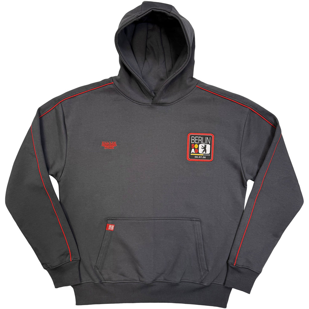 System Of A Down Unisex Pullover Hoodie: Berlin Event Tour '26 (Grey) (Back Print & Ex-Tour)
