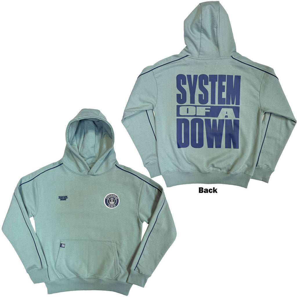 System Of A Down Unisex Pullover Hoodie: Stockholm Event Tour '26 (Light Blue) (Back Print & Ex-Tour)