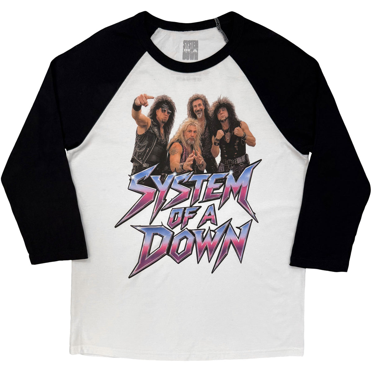 System Of A Down Unisex Raglan T-Shirt: Hair Metal Tour '26 (Black & White) (Ex-Tour)