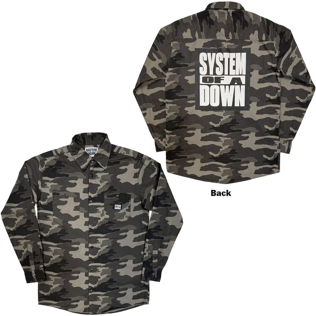 System Of A Down Unisex Shirt: Logo Tour '26 (Camouflage Green) (Back Print & Ex-Tour)