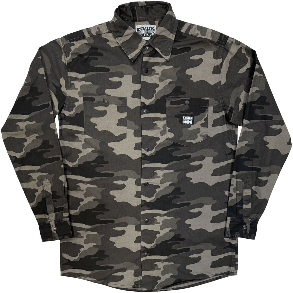 System Of A Down Unisex Shirt: Logo Tour '26 (Camouflage Green) (Back Print & Ex-Tour)