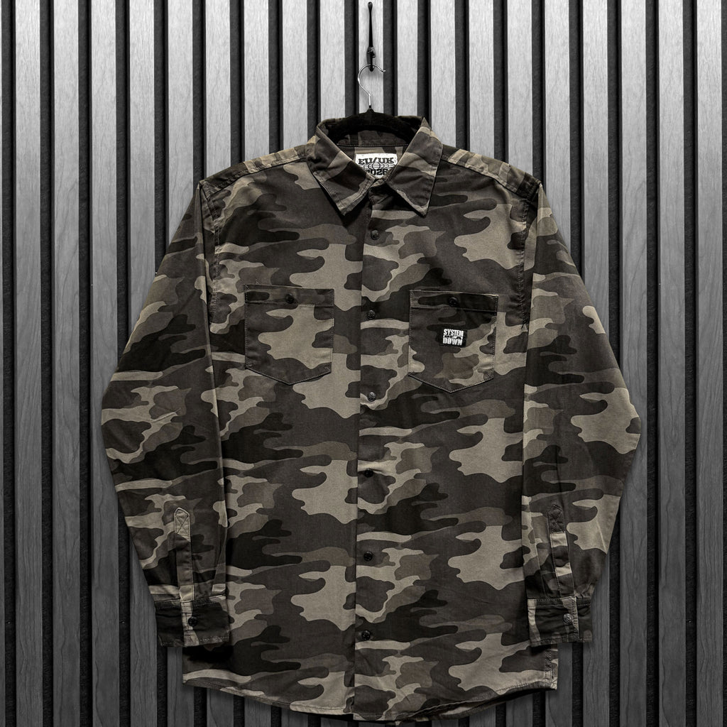 System Of A Down Unisex Shirt: Logo Tour '26 (Camouflage Green) (Back Print & Ex-Tour)