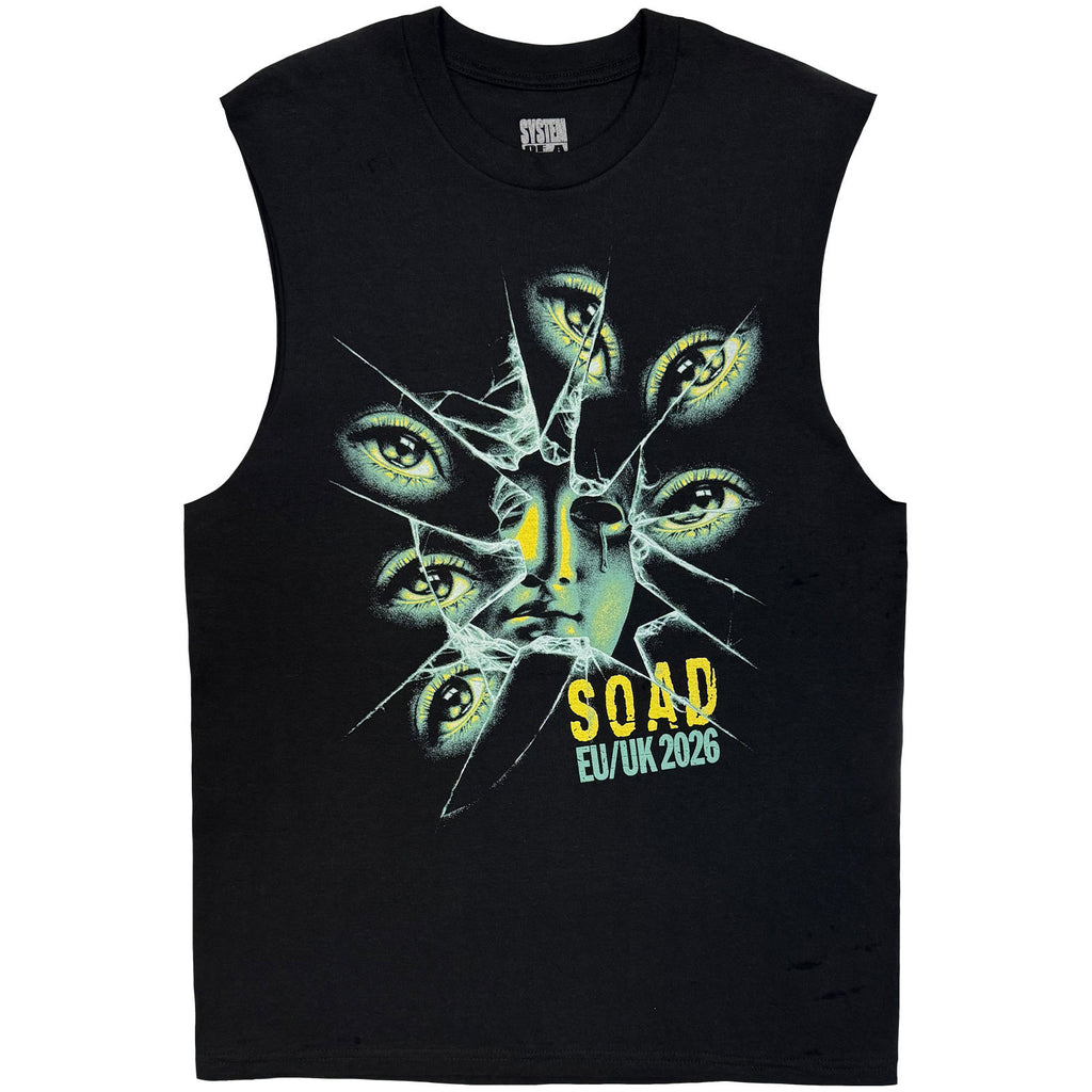 System Of A Down Unisex Tank T-Shirt: Shattered Eyes Tour '26 (Black) (Back Print & Ex-Tour)