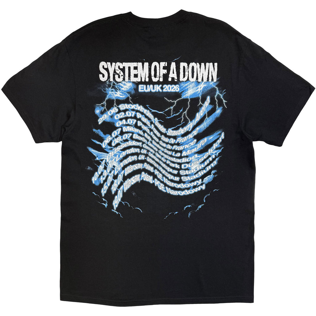 System Of A Down Unisex T-Shirt: Hand/Globe Tour '26 (Black) (Back Print & Ex-Tour)