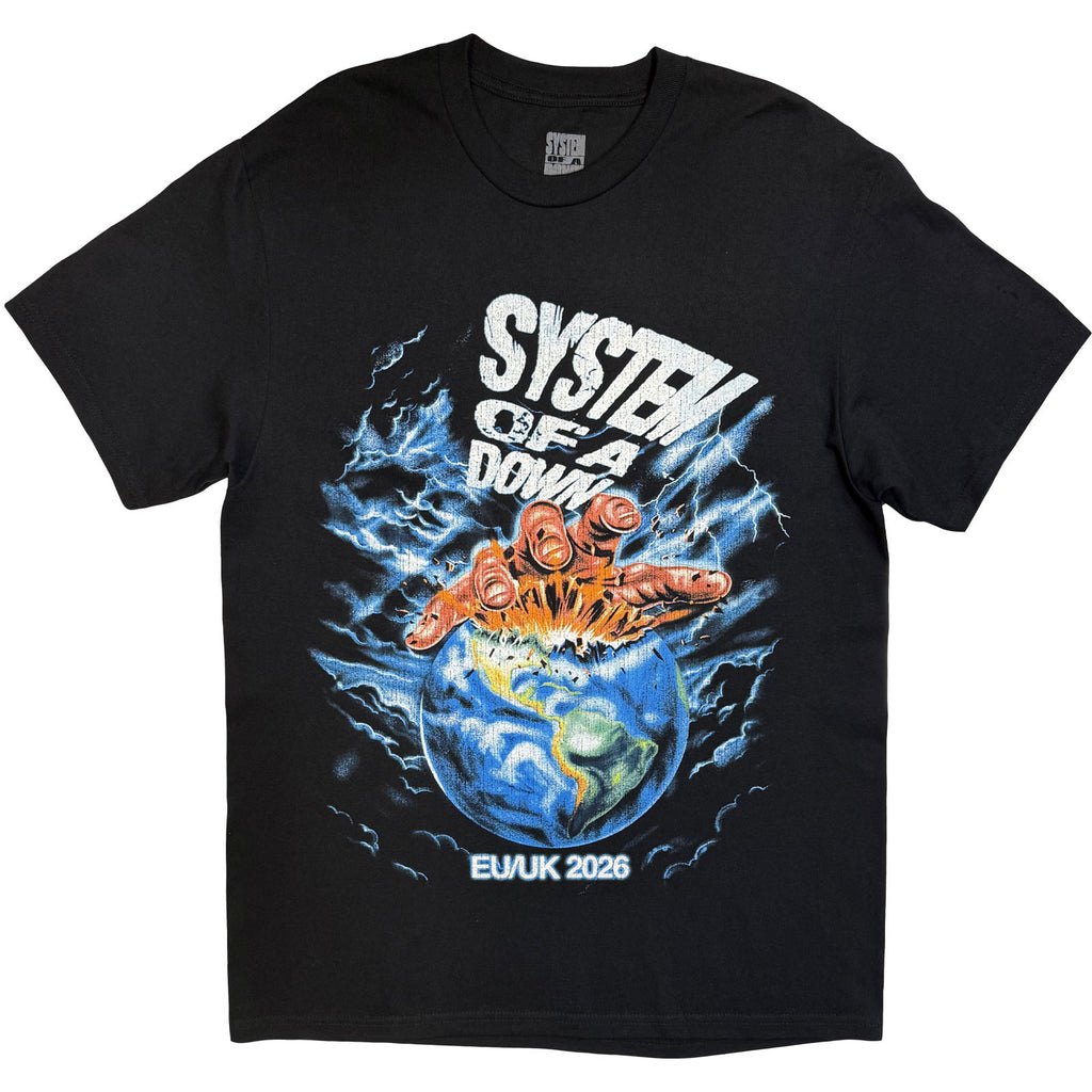 System Of A Down Unisex T-Shirt: Hand/Globe Tour '26 (Black) (Back Print & Ex-Tour)