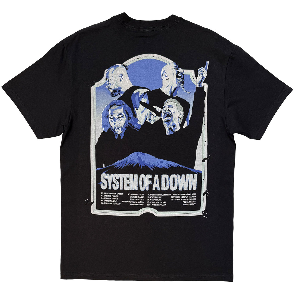 System Of A Down Unisex T-Shirt: Mount Ararat Tour '26 (Black) (Back Print & Ex-Tour)