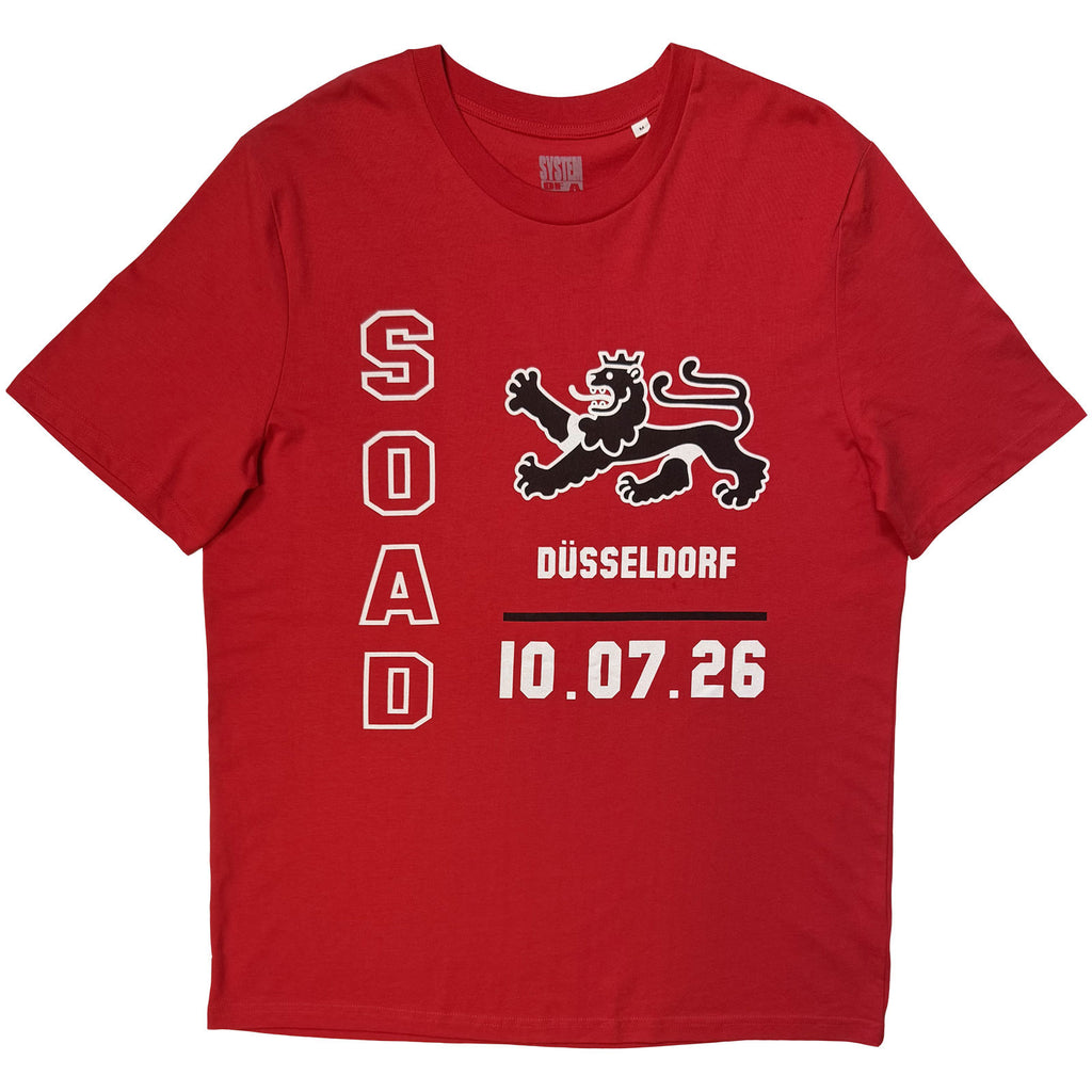 System Of A Down Unisex T-Shirt: Dusseldorf Event Tour '26 (Red) (Back Print & Ex-Tour)