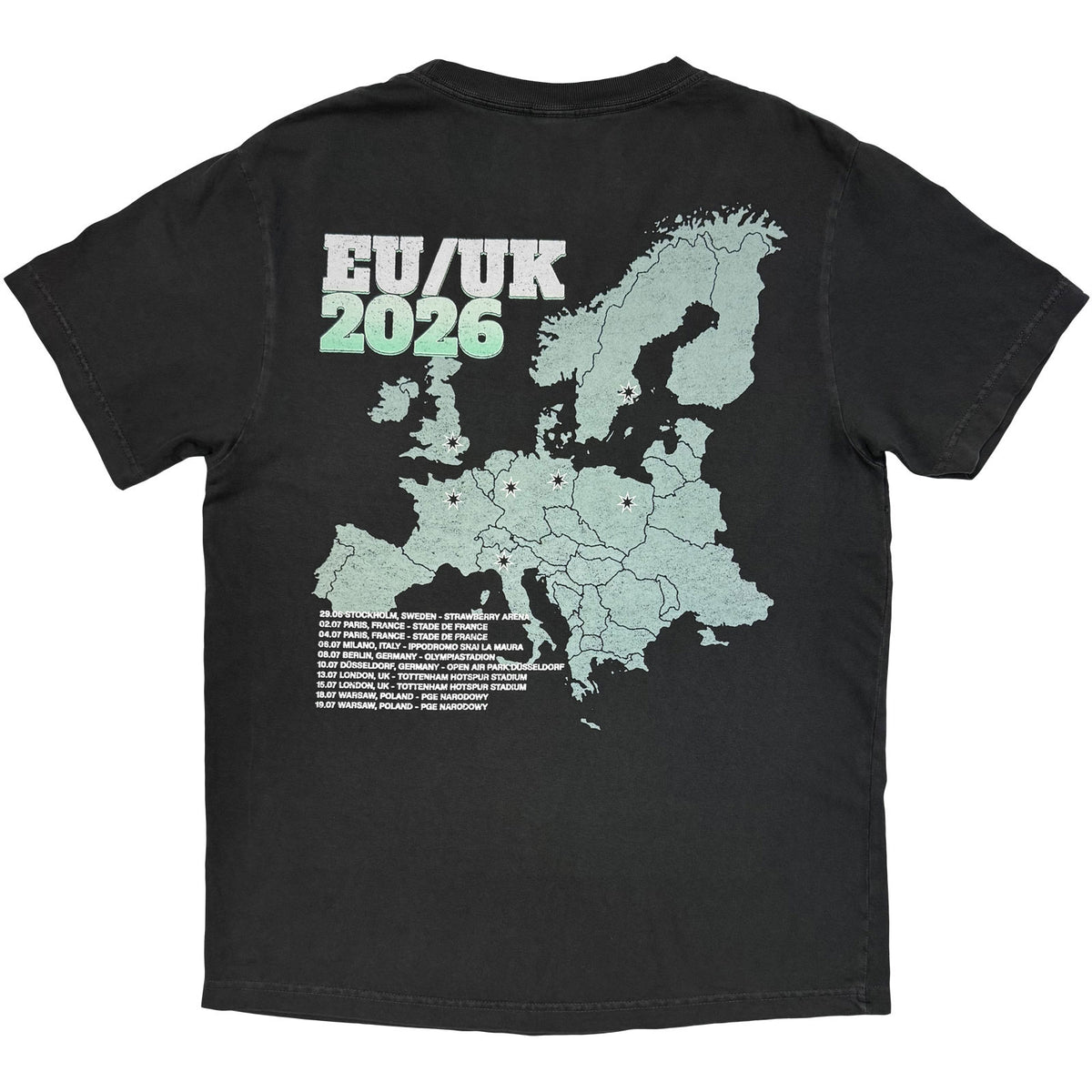 System Of A Down Unisex T-Shirt: Map Dateback Tour '26 (Grey) (Back Print & Ex-Tour)