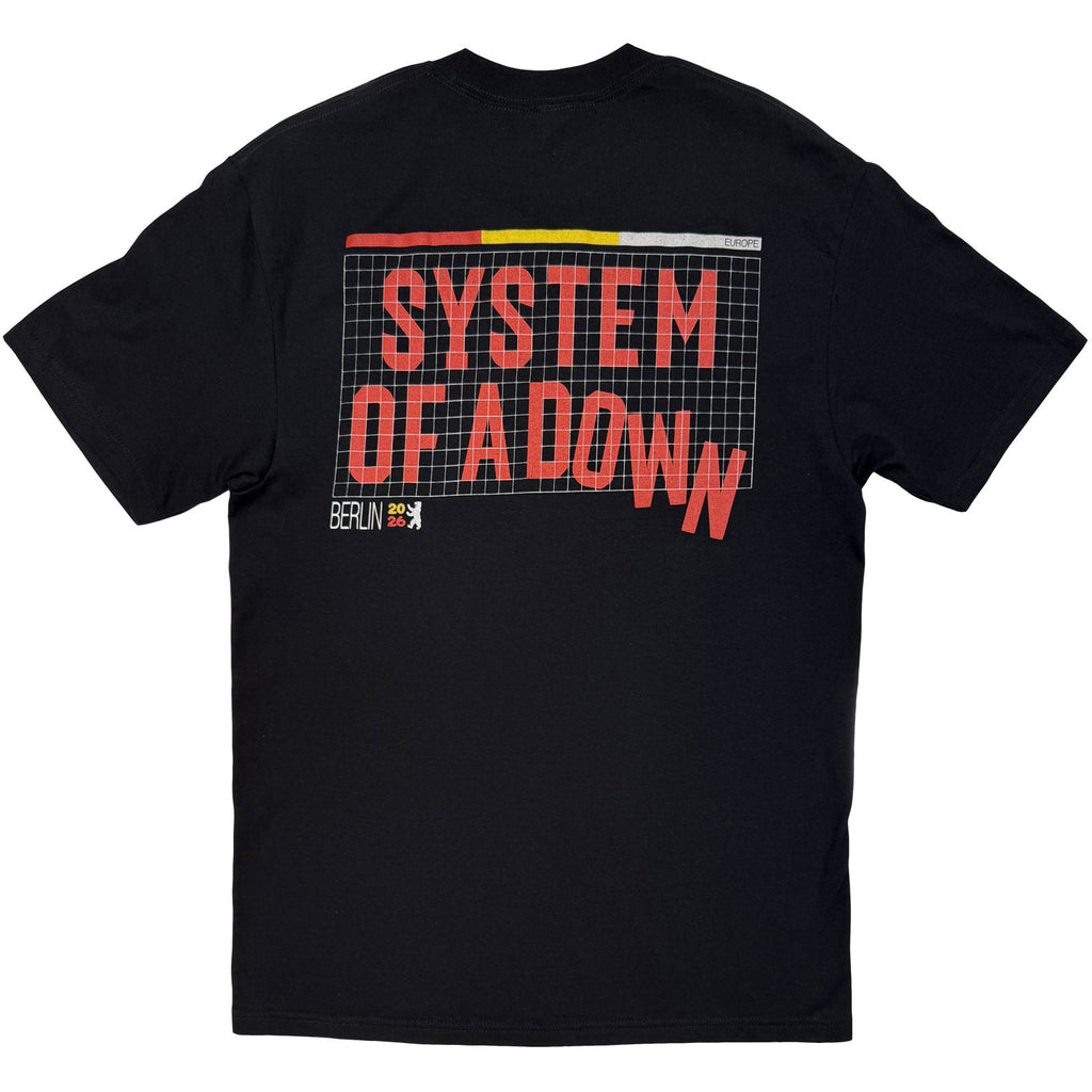 System Of A Down Unisex T-Shirt: Berlin Event Tour '26 (Black) (Back Print & Ex-Tour)