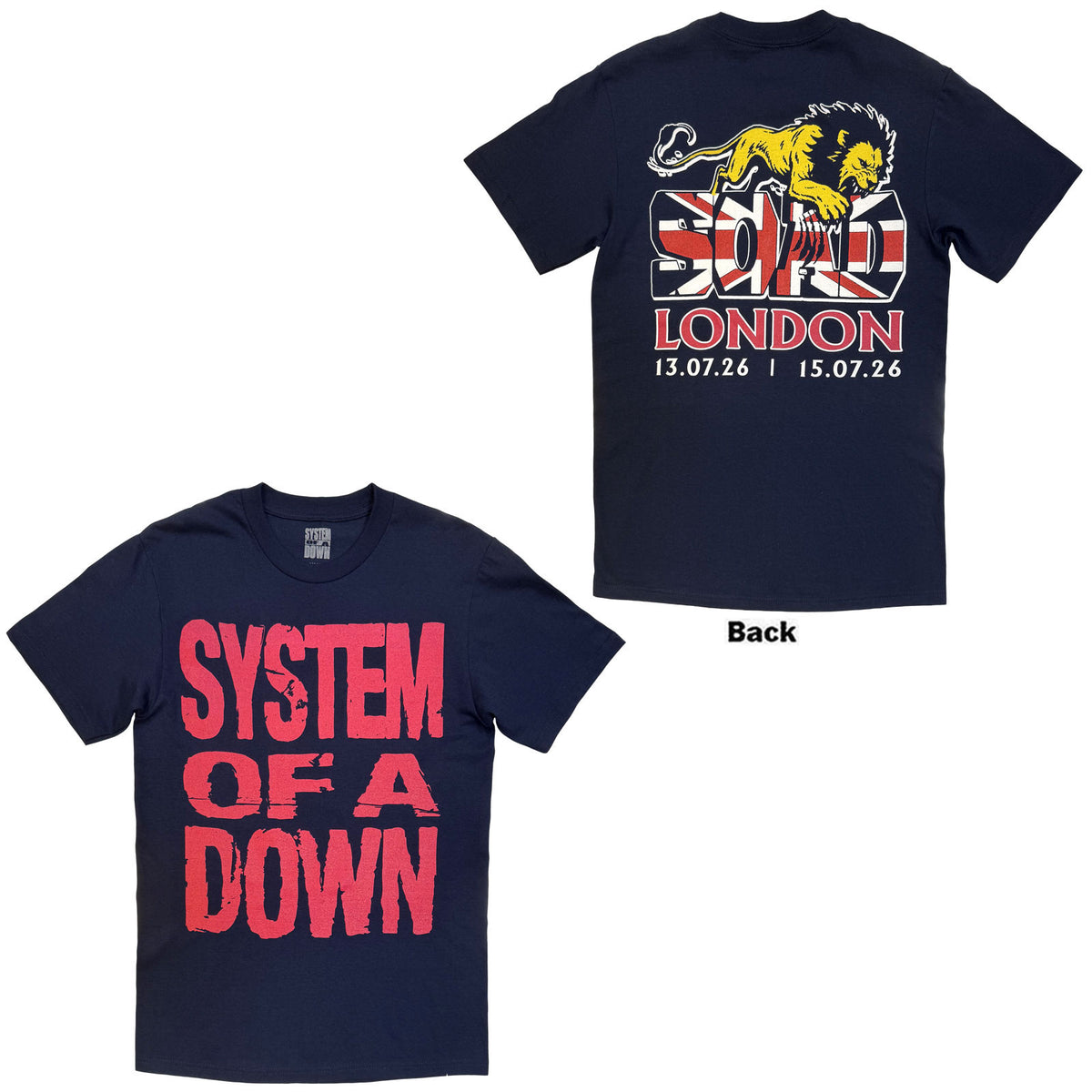 System Of A Down Unisex T-Shirt: London Event UJ Tour '26 (Navy Blue) (Back Print & Ex-Tour)