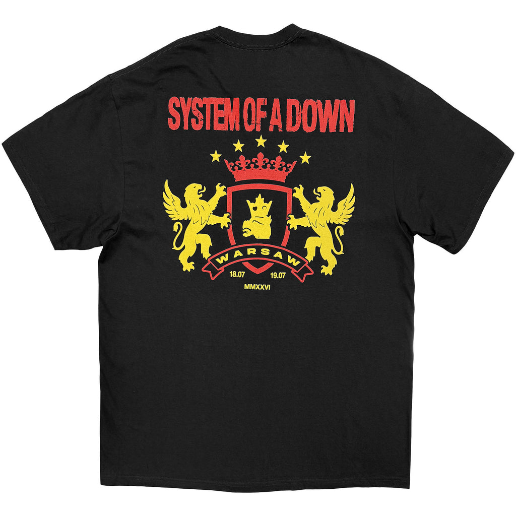 System Of A Down Unisex T-Shirt: Warsaw Event Tour '26 (Black) (Back Print & Ex-Tour)