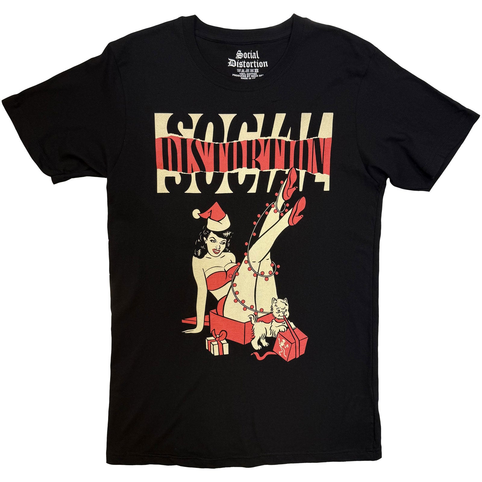 Social Distortion Unisex T-Shirt: Pin Up Holiday (Black)