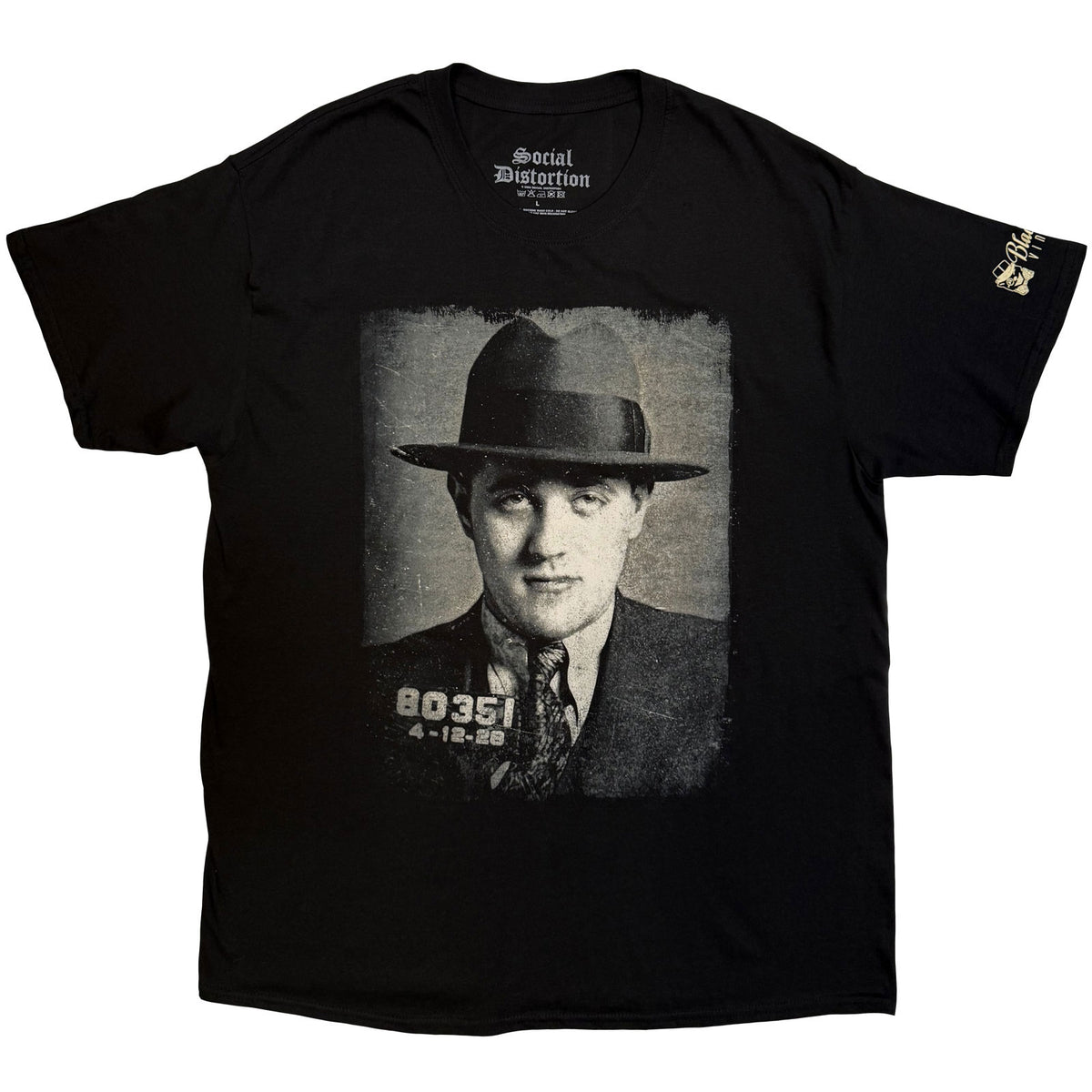 Social Distortion Unisex T-Shirt: Bugsy (Black) (Sleeve Print)