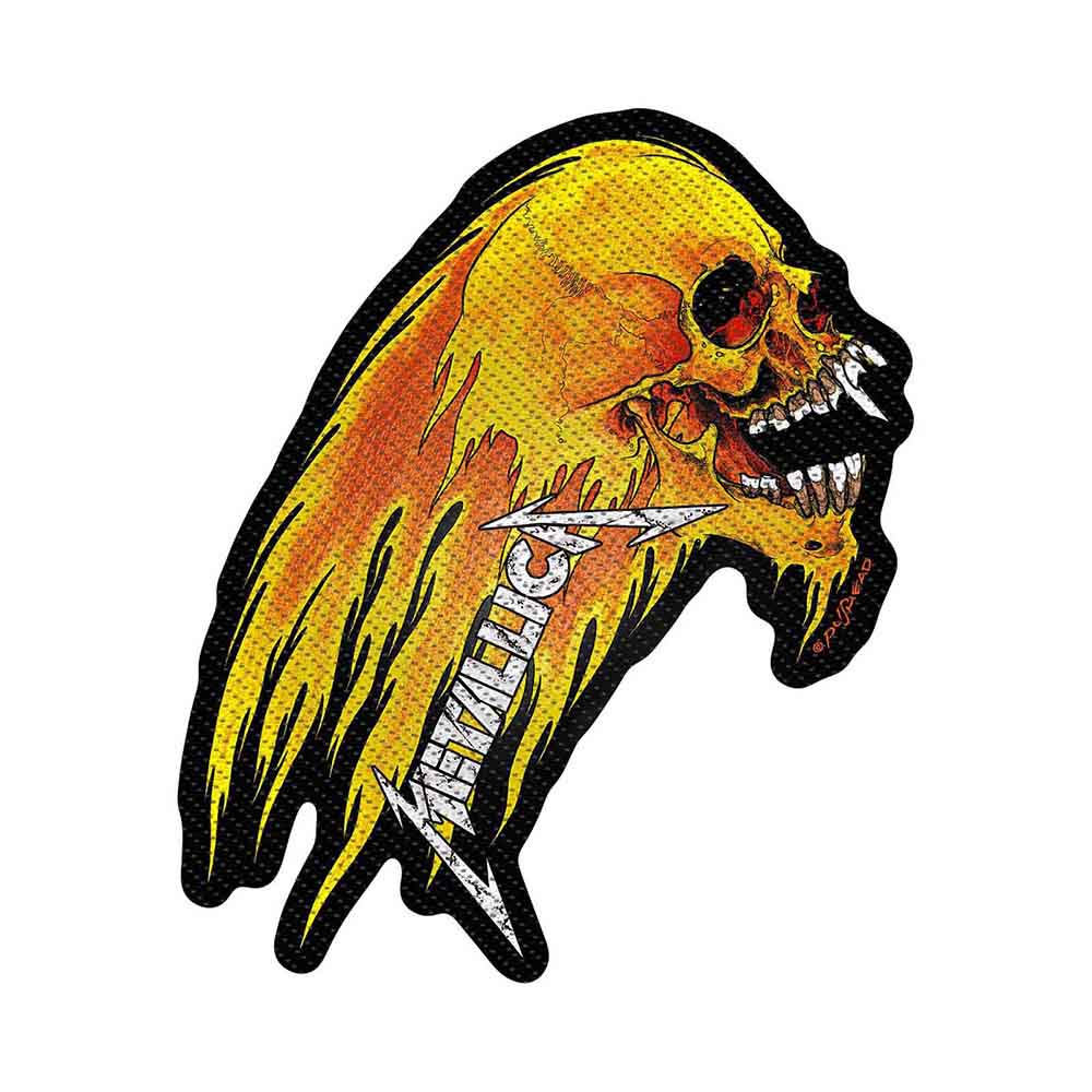 Metallica Standard Patch: Flaming Skull Cut-Out