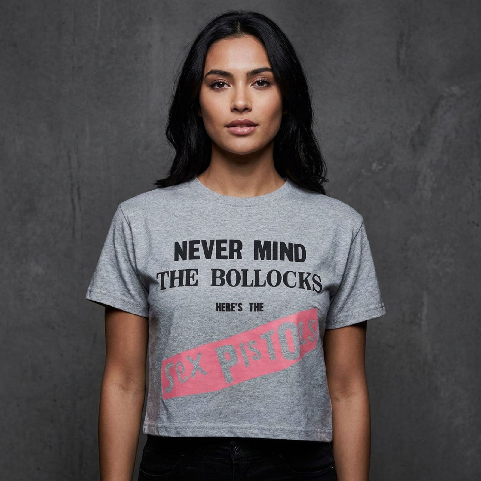 The Sex Pistols Ladies Crop Top: Never Mind The Bollocks Original Album (Grey)