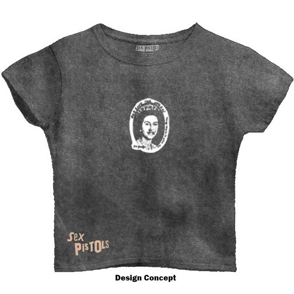 The Sex Pistols Ladies Crop Top: God Save The Queen (Black) (Wash Collection)