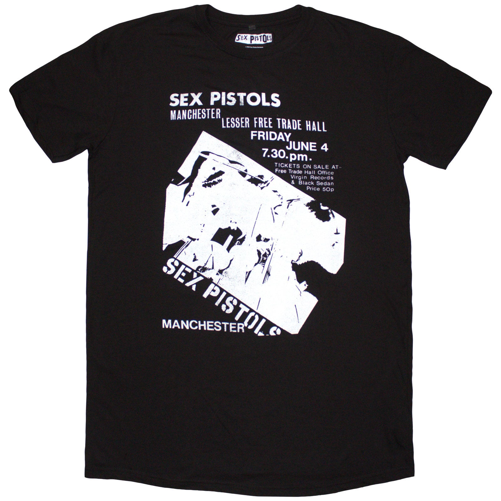 The Sex Pistols Ladies T-Shirt Dress: Manchester Flyer (Black)