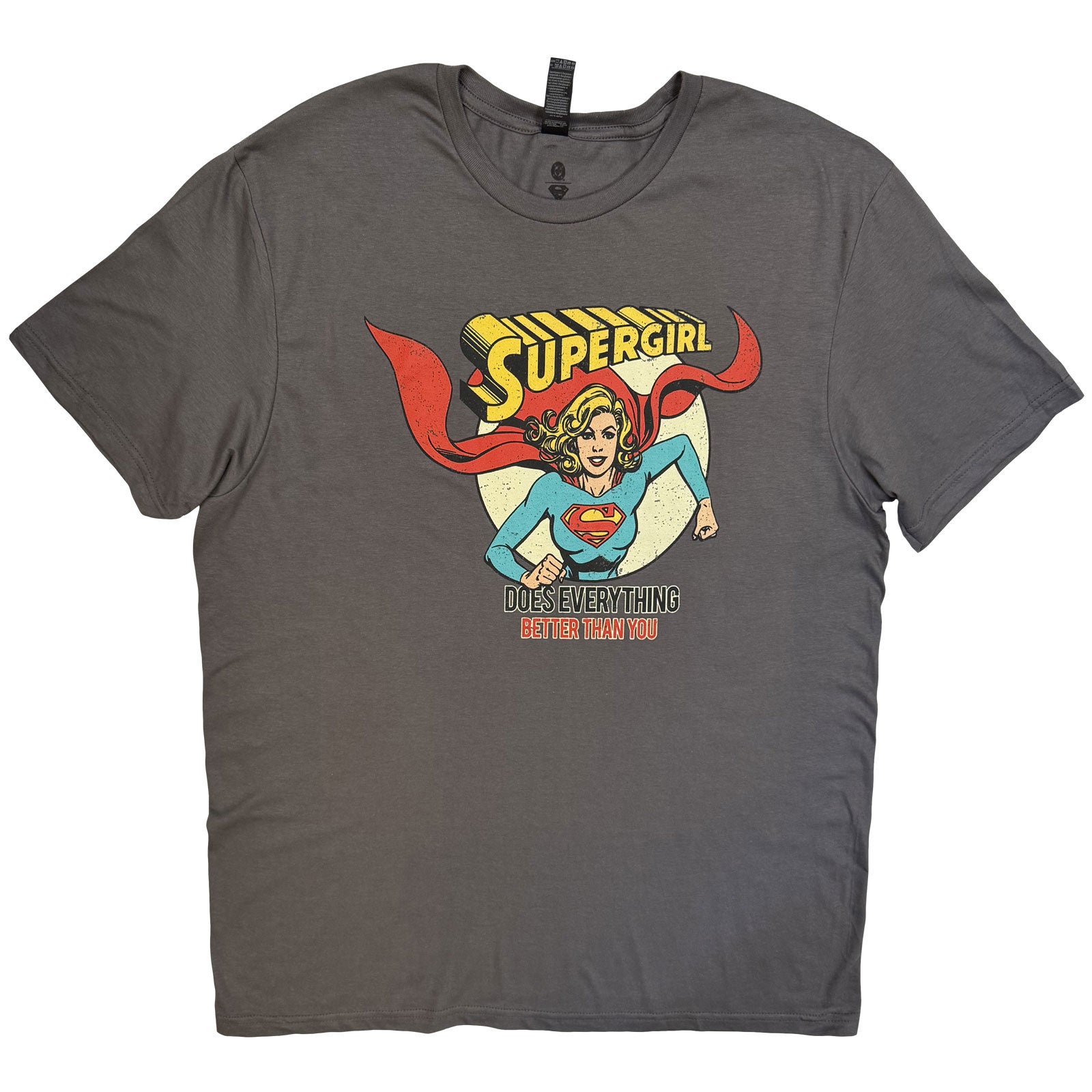 DC Comics Unisex T-Shirt: Supergirl Does Everything (Charcoal Grey)