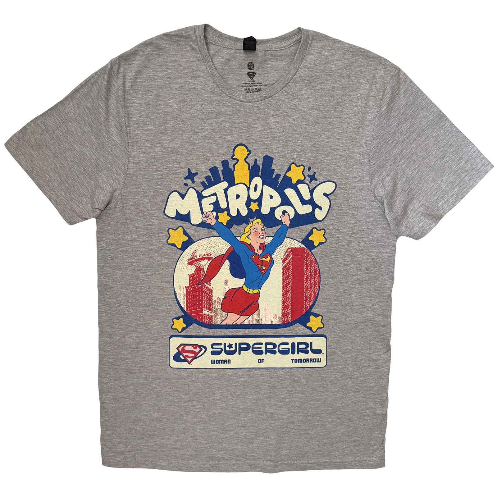 DC Comics Unisex T-Shirt: Supergirl Metropolis (Grey)