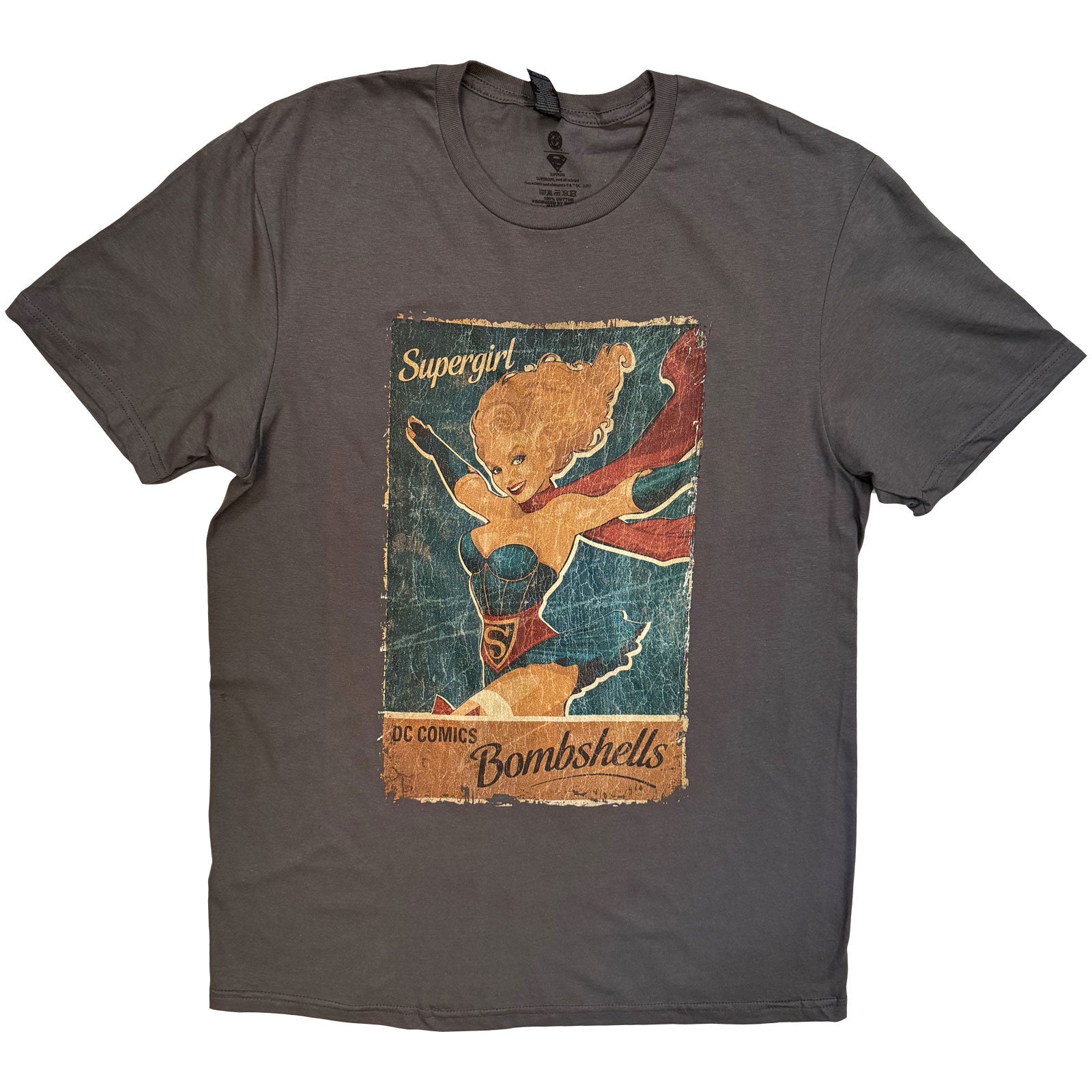 DC Comics Unisex T-Shirt: Supergirl Bombshell (Charcoal Grey)