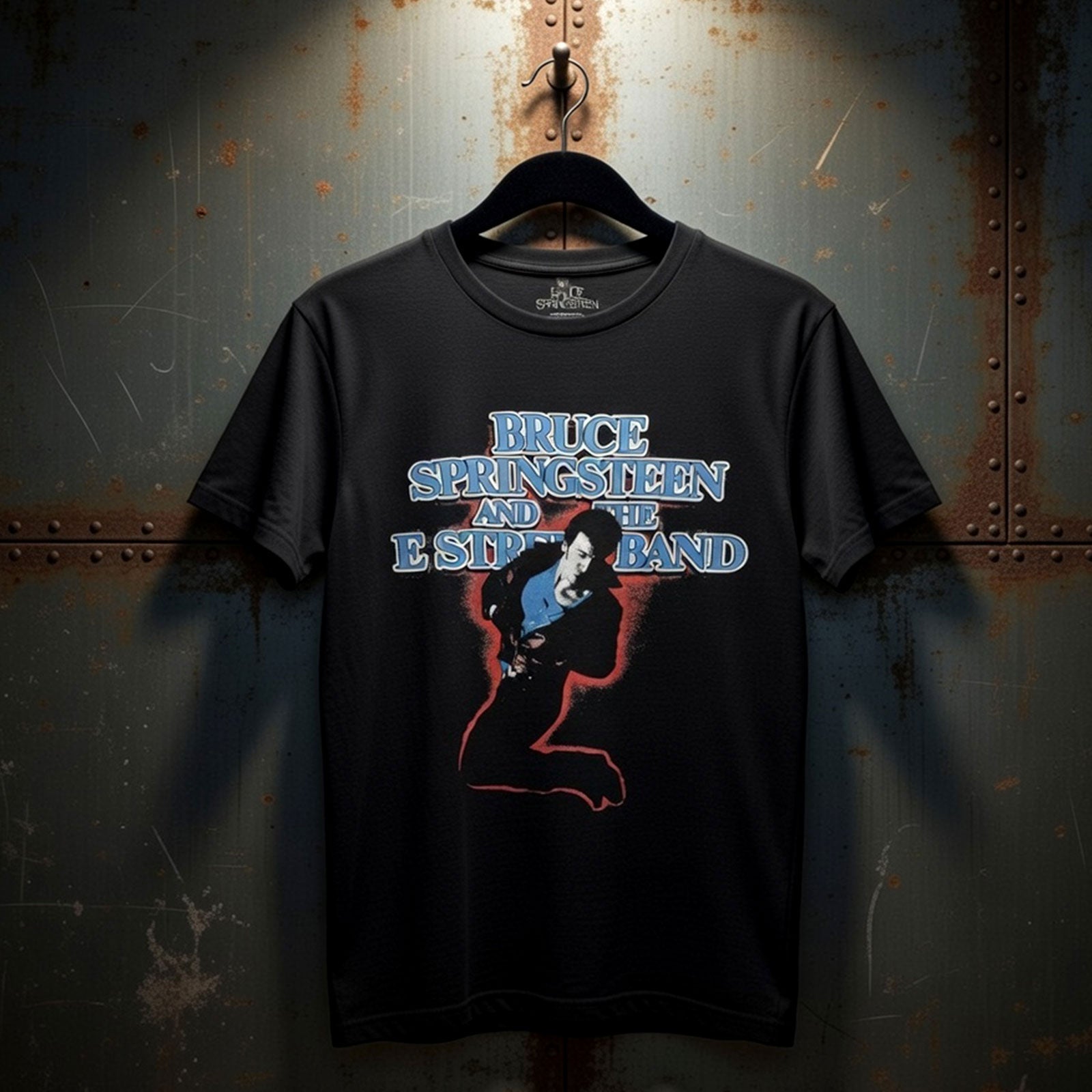 Bruce Springsteen Unisex Premium Carbon T-Shirt: E Street Tour '84-'85 (Black) (Back Print)