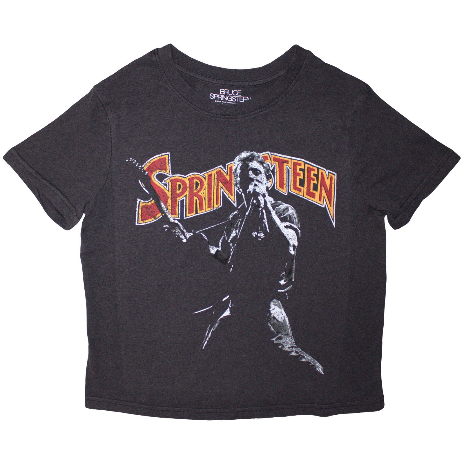 Bruce Springsteen Ladies Crop Top: Stage Pose (Black)