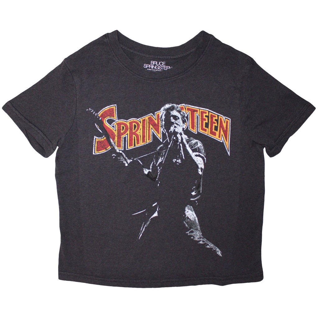 Bruce Springsteen Ladies Crop Top: Stage Pose (Black)