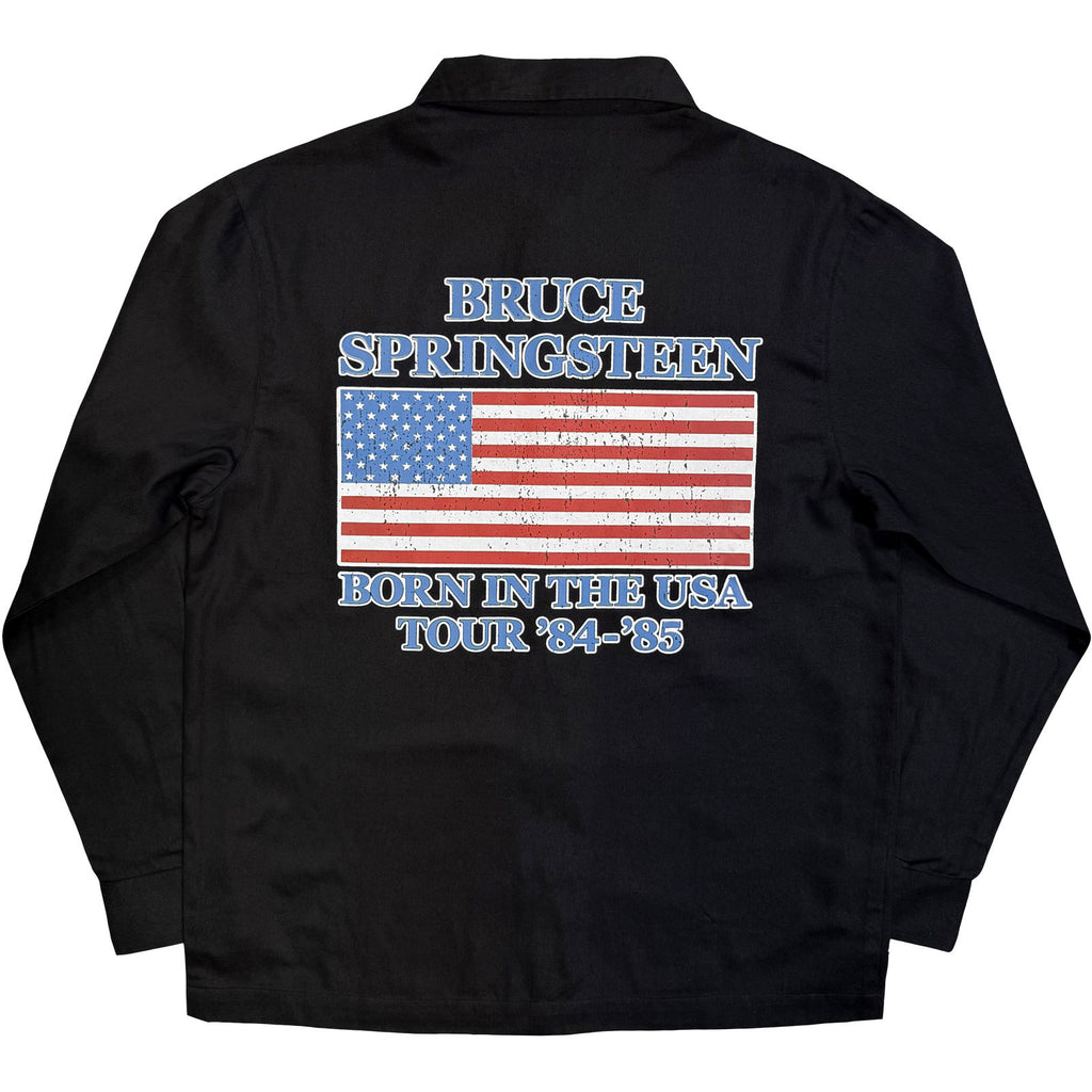 Bruce Springsteen Unisex Casual Shirt: Born In The USA Flag (Black)