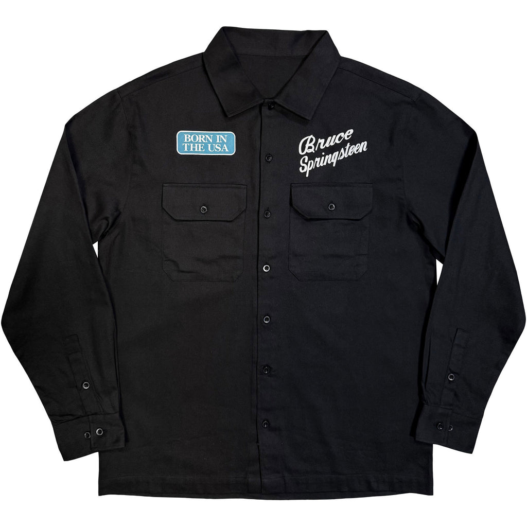 Bruce Springsteen Unisex Casual Shirt: Born In The USA Flag (Black)
