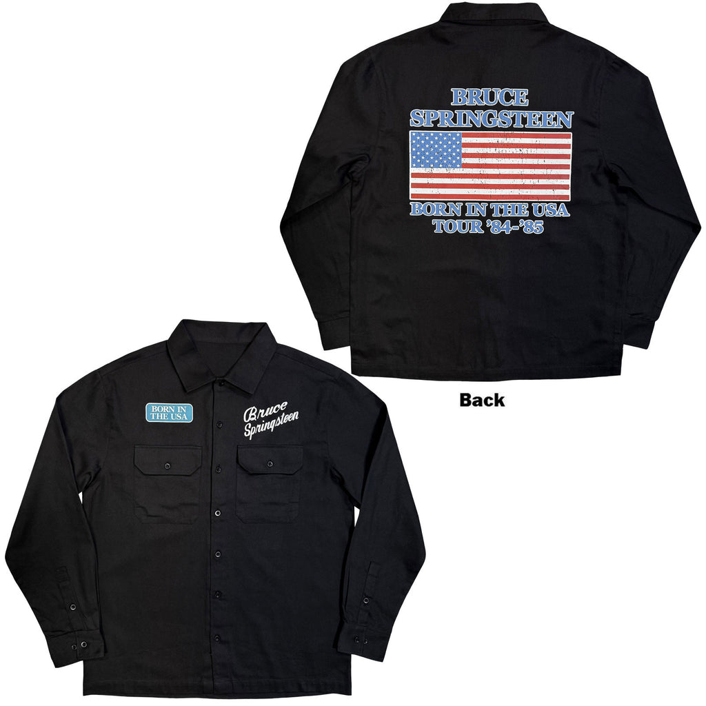 Bruce Springsteen Unisex Casual Shirt: Born In The USA Flag (Black)