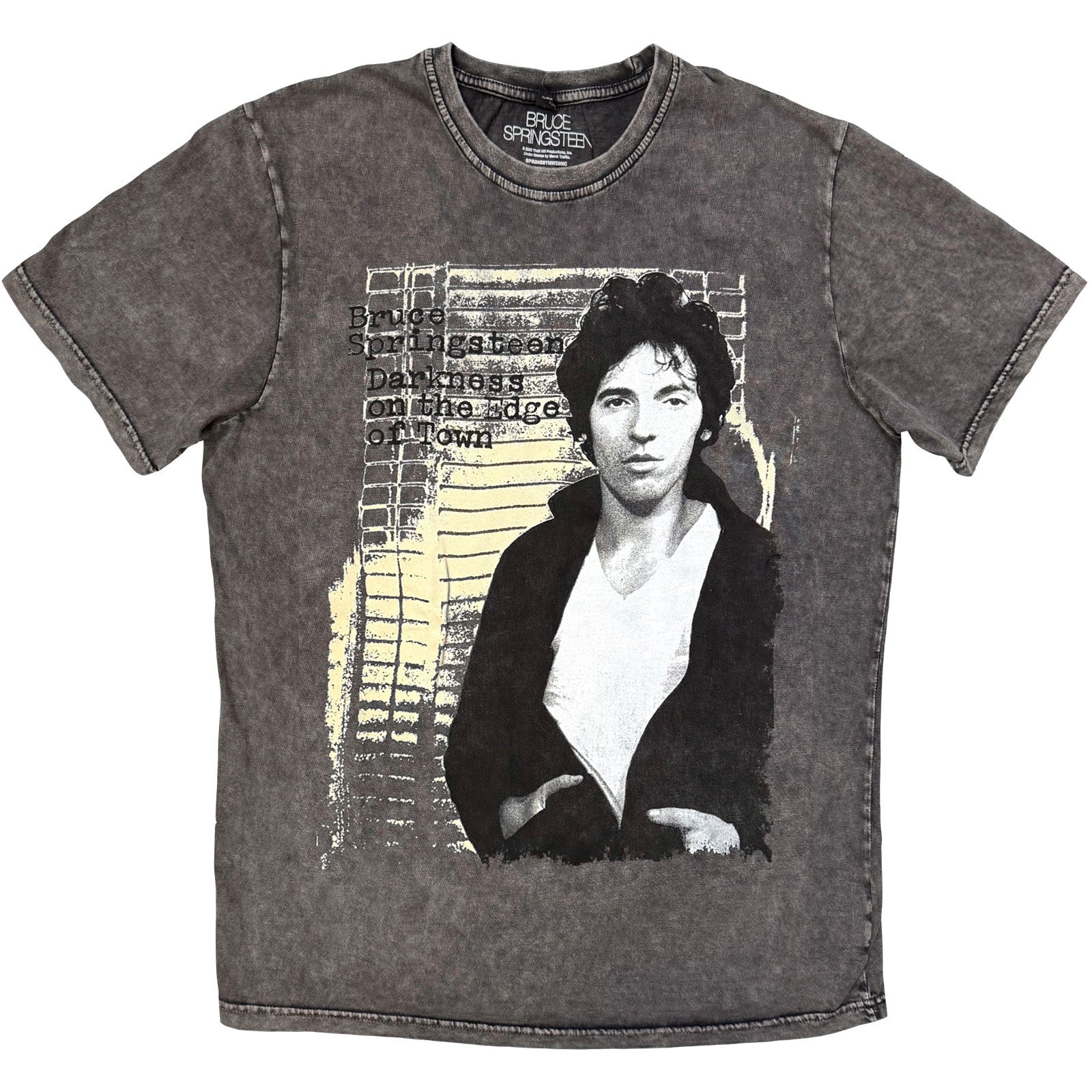 Bruce Springsteen Unisex Stone Wash T-Shirt: Darkness on the Edge of Town (Charcoal Grey)