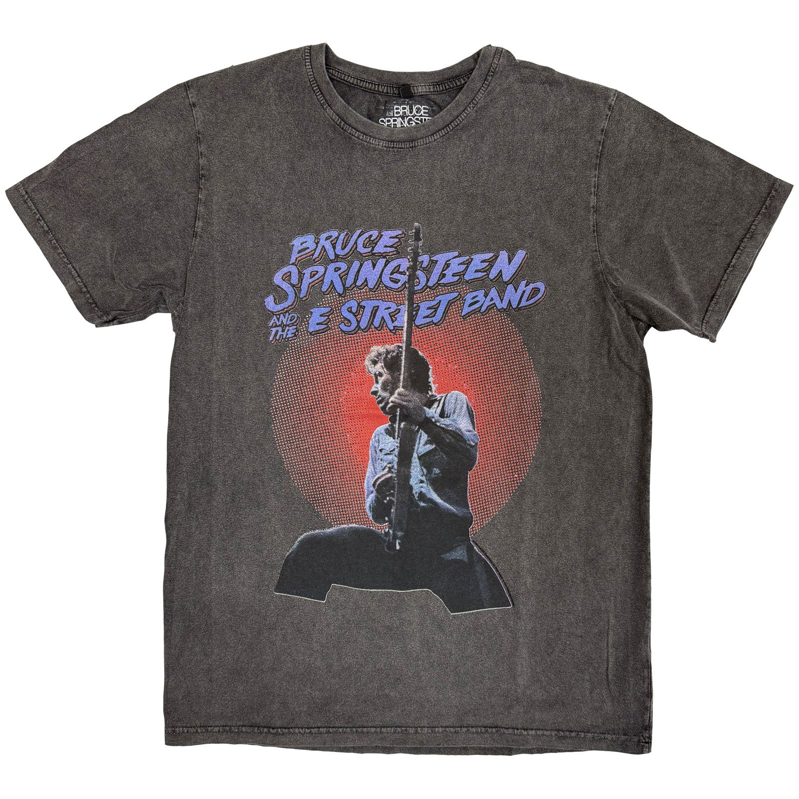 Bruce Springsteen Unisex Stone Wash T-Shirt: Live Photo (Charcoal Grey)