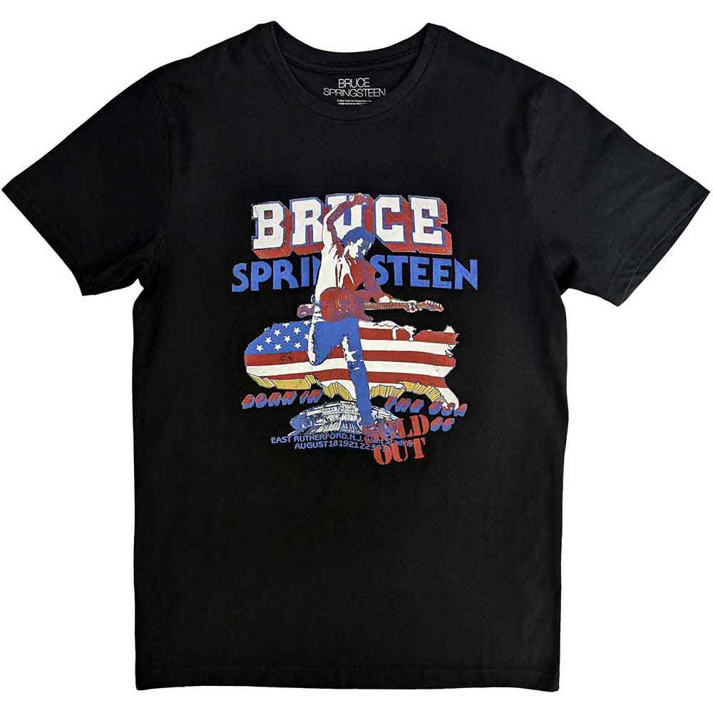 Bruce Springsteen Unisex T-Shirt: Born In The USA '85 (Black) (Back Print)