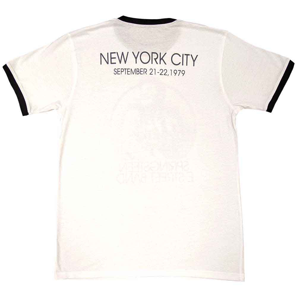 Bruce Springsteen Unisex Ringer T-Shirt: NYC (White) (Back Print)