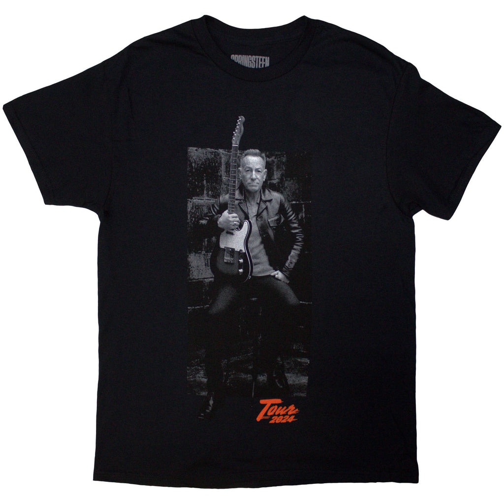 Bruce Springsteen Unisex T-Shirt: Tour '24 Wheel (Black) (Back Print & Ex-Tour)
