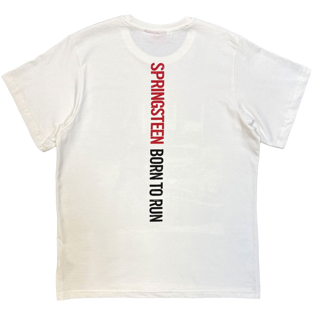 Bruce Springsteen Unisex Unplugged T-Shirt: Born To Run (White) (Back Print)