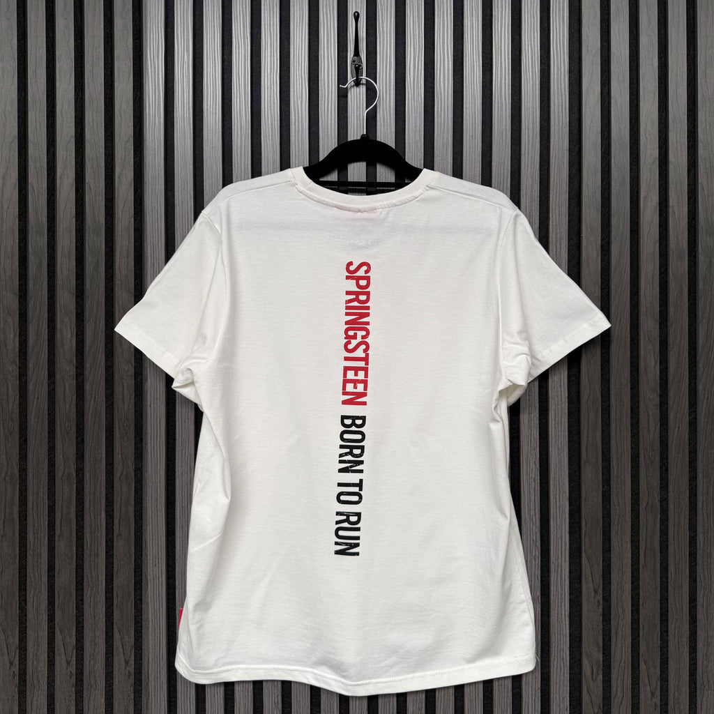 Bruce Springsteen Unisex Unplugged T-Shirt: Born To Run (White) (Back Print)