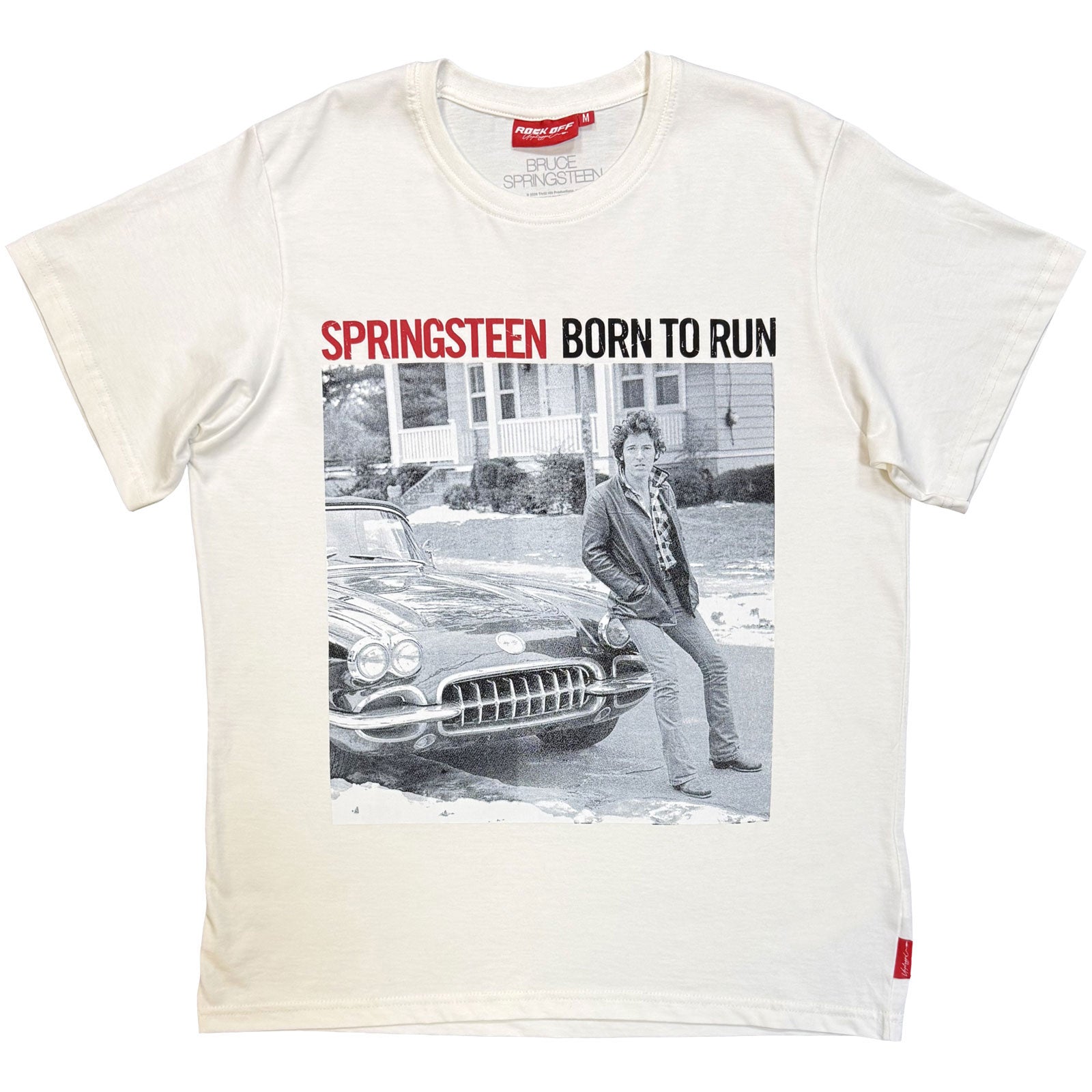 Bruce Springsteen Unisex Unplugged T-Shirt: Born To Run (White) (Back Print)