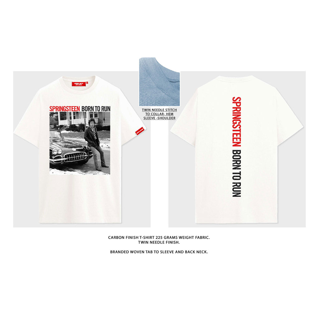 Bruce Springsteen Unisex Unplugged T-Shirt: Born To Run (White) (Back Print)