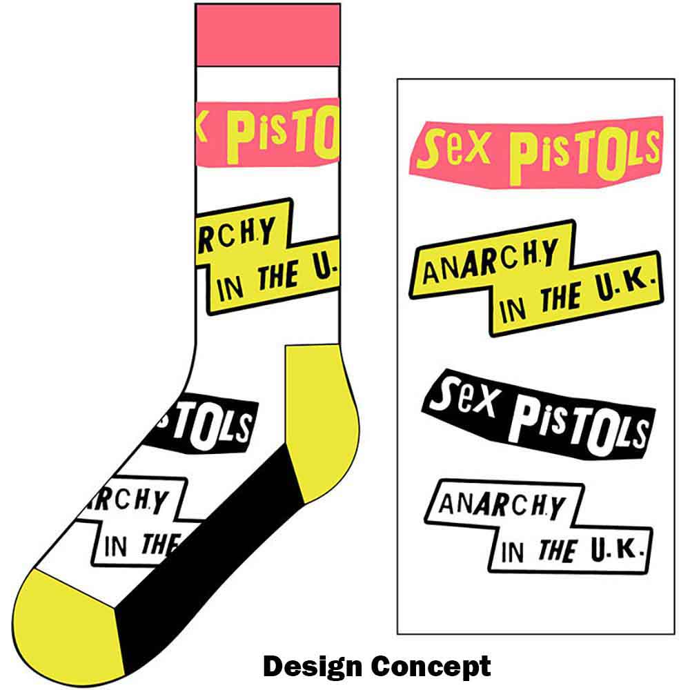 The Sex Pistols Unisex Ankle Socks: Anarchy In The UK (White) (UK Size 7 - 11)