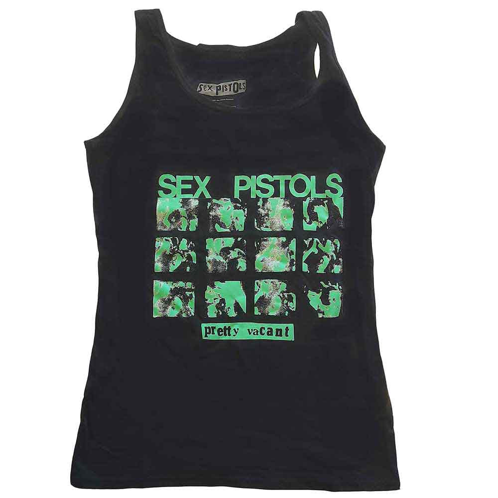 The Sex Pistols Ladies Vest T-Shirt: Pretty Vacant (Black)