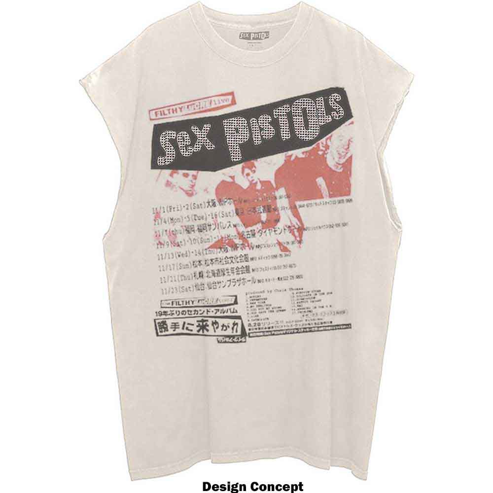 The Sex Pistols Unisex Tank T-Shirt: Filthy Lucre (Natural) (Embellished)